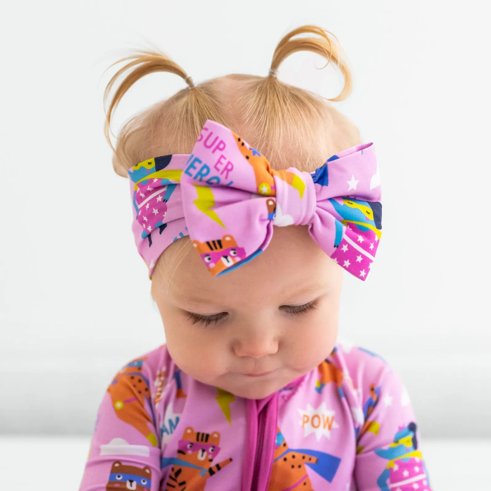 Pink Sleepy Heroes Luxe Bow Headband