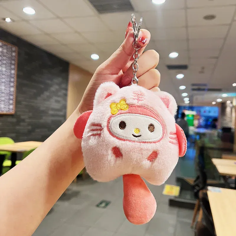 Plush Doll Keychain Pendant for Backpacks, Bags and Clothes Melody Cinnamoroll Pochacco Cute Key Ring Gift for Kids Toys Backpack Accessories Sanrio Anime Cartoon Decoration Gifts