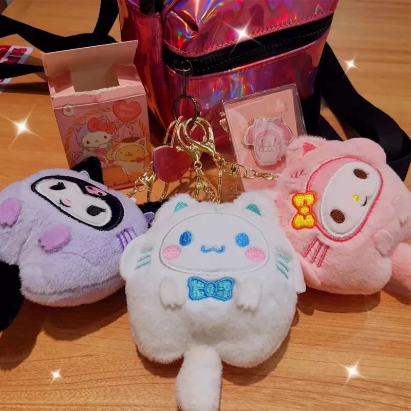 Plush Doll Keychain Pendant for Backpacks, Bags and Clothes Melody Cinnamoroll Pochacco Cute Key Ring Gift for Kids Toys Backpack Accessories Sanrio Anime Cartoon Decoration Gifts