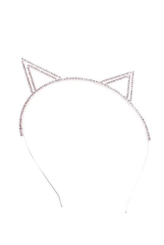 Pointy Rhinestone Cat Ears Headband
