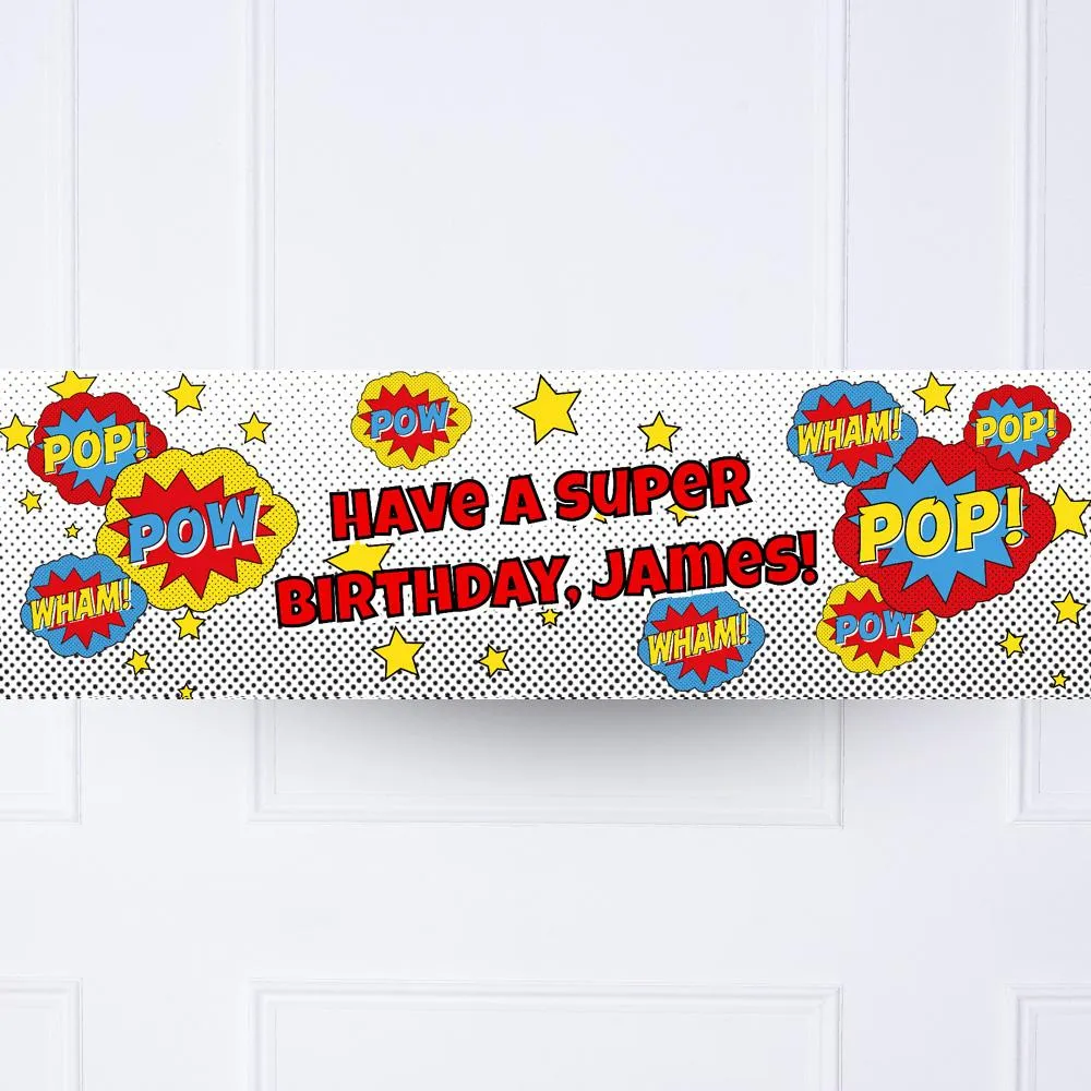 Pop Art Superhero Personalised Party Banner