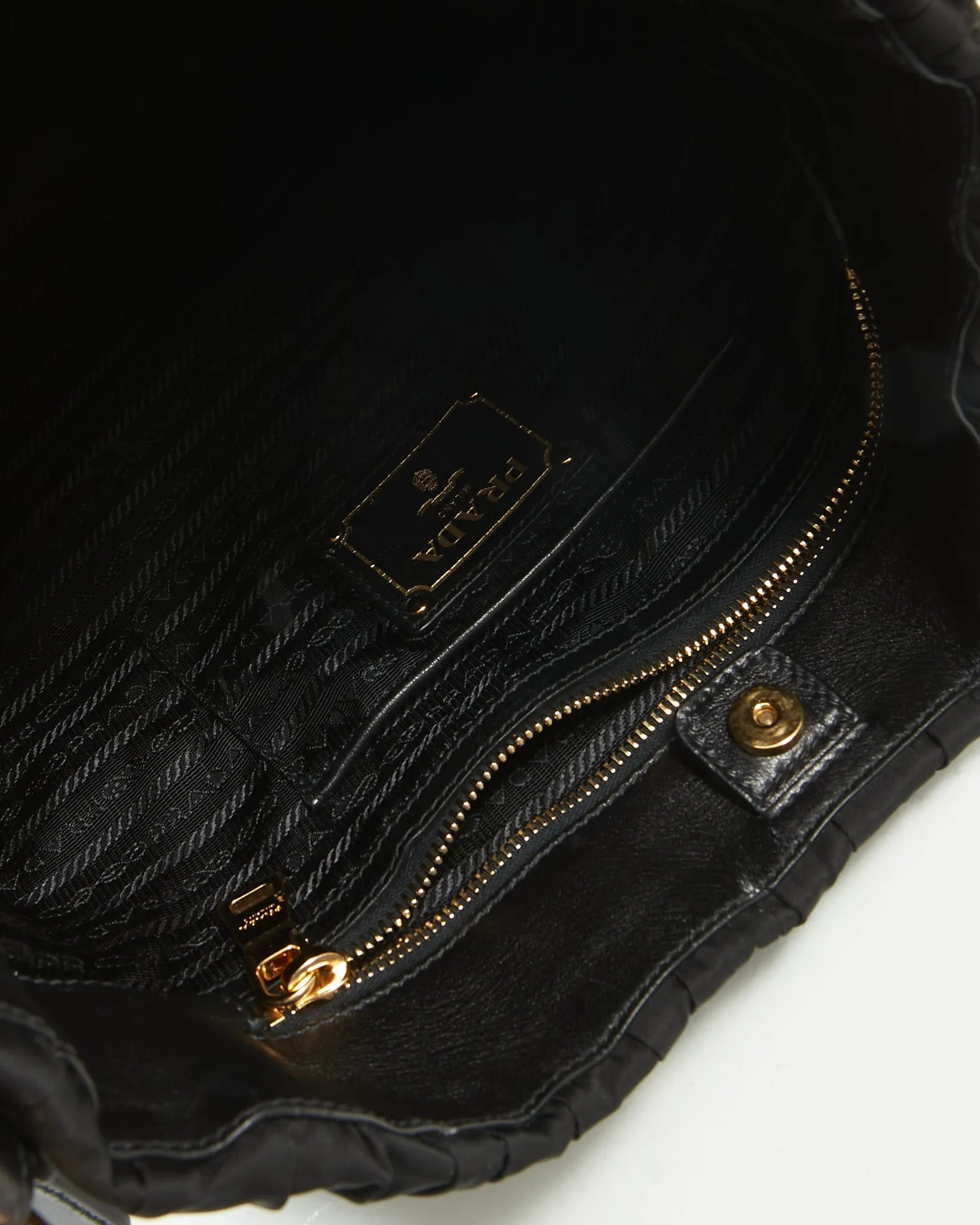 Prada Black Nylon Tessuto Gauffre Shoulder Hobo Bag