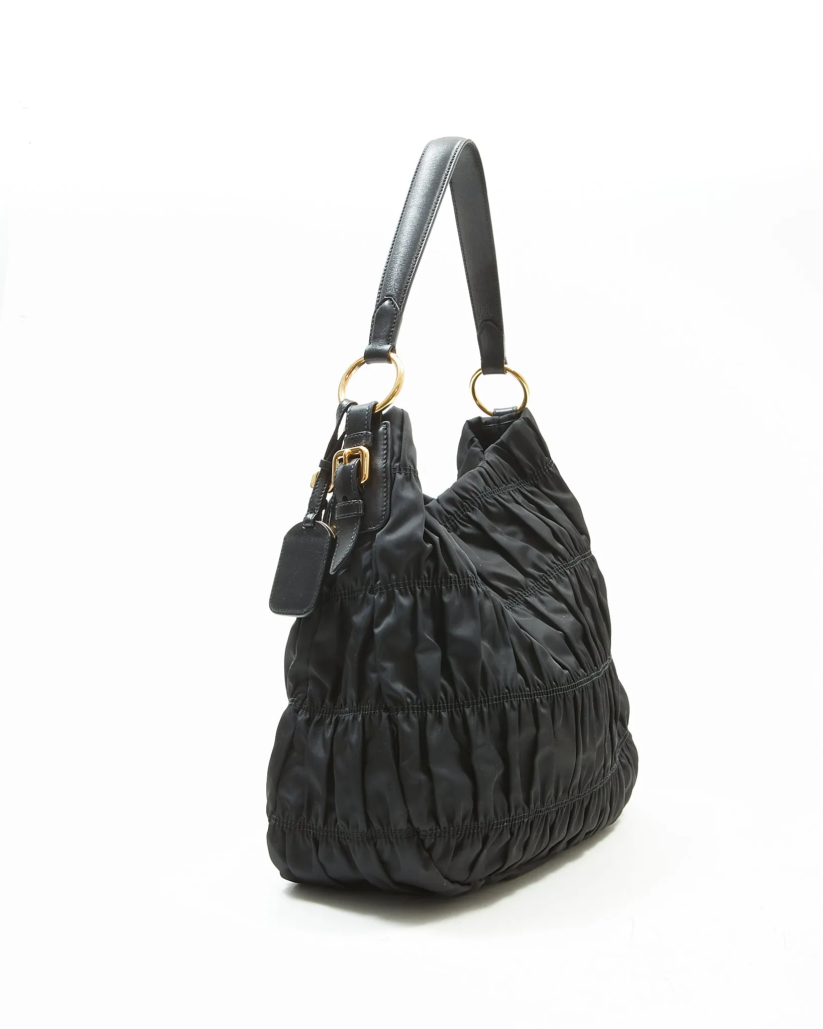 Prada Black Nylon Tessuto Gauffre Shoulder Hobo Bag