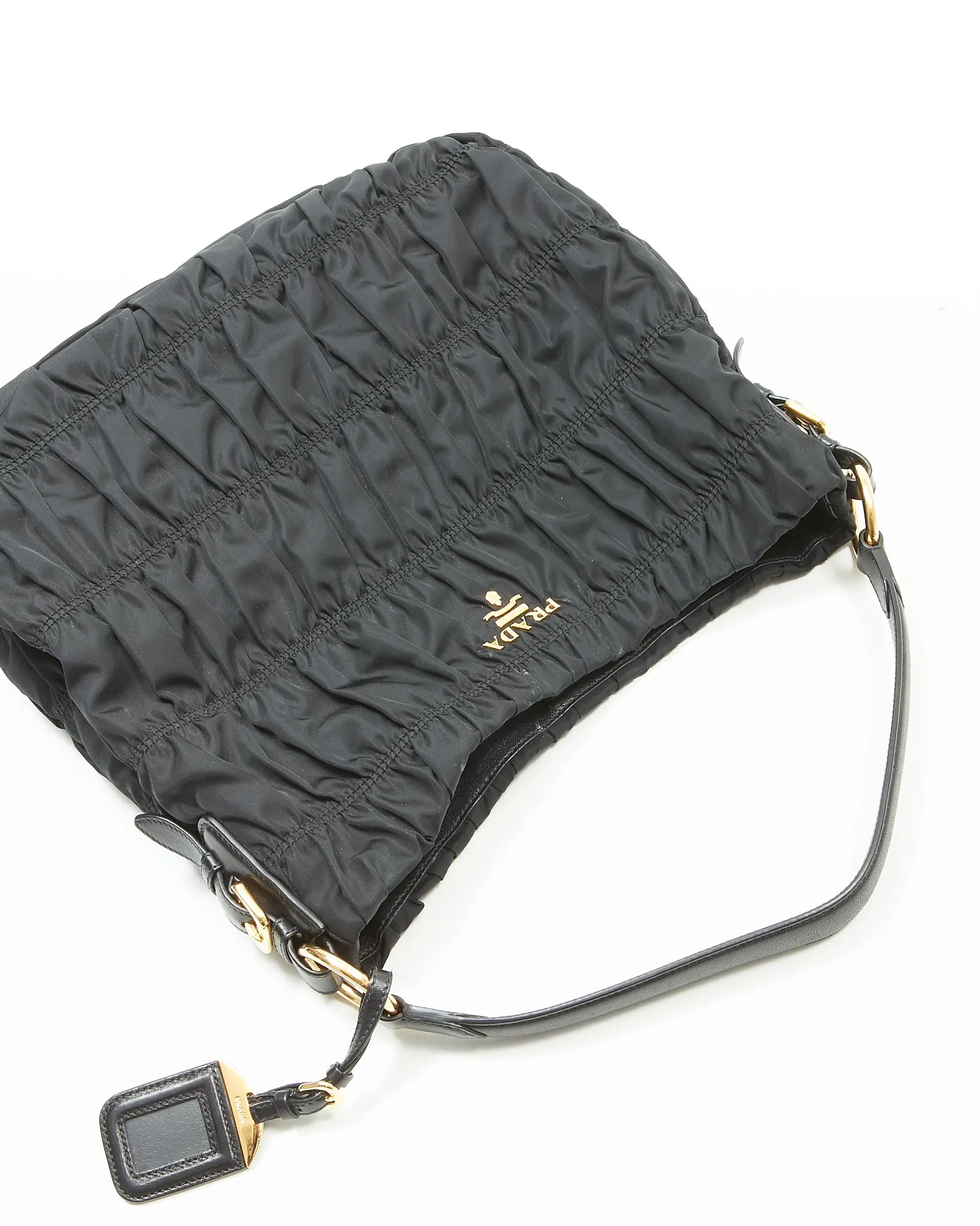 Prada Black Nylon Tessuto Gauffre Shoulder Hobo Bag