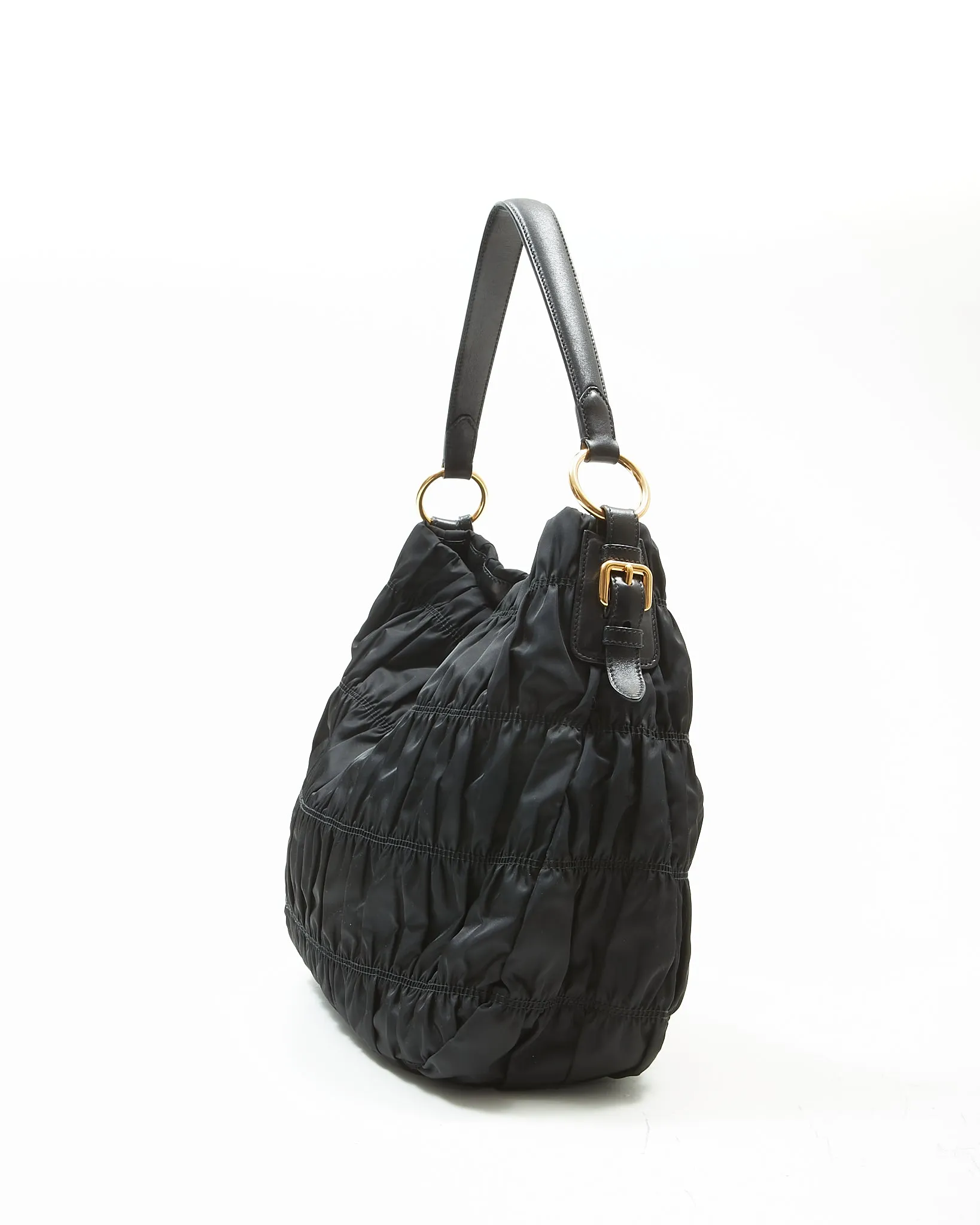 Prada Black Nylon Tessuto Gauffre Shoulder Hobo Bag