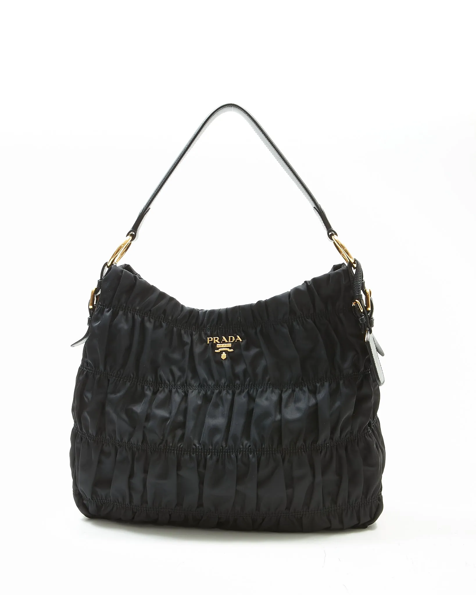 Prada Black Nylon Tessuto Gauffre Shoulder Hobo Bag