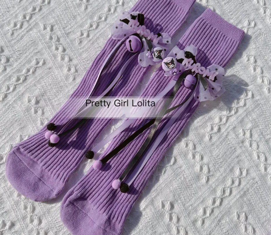 Pretty Girl Lolita~Purple Black Cartoon Kulomi~Kid Lolita Accessory Clips and Cane