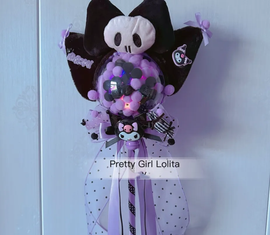 Pretty Girl Lolita~Purple Black Cartoon Kulomi~Kid Lolita Accessory Clips and Cane