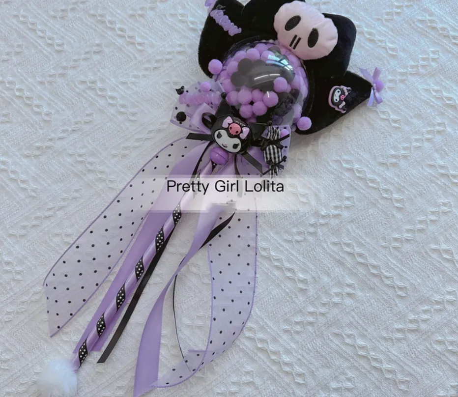 Pretty Girl Lolita~Purple Black Cartoon Kulomi~Kid Lolita Accessory Clips and Cane