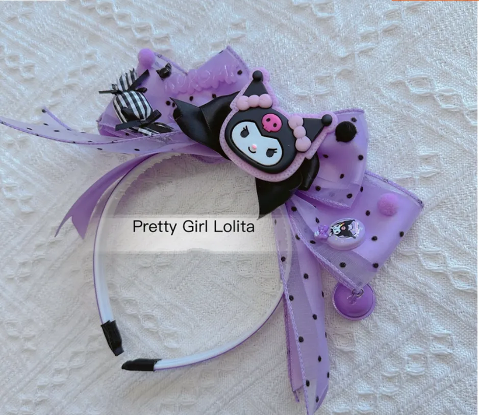 Pretty Girl Lolita~Purple Black Cartoon Kulomi~Kid Lolita Accessory Clips and Cane