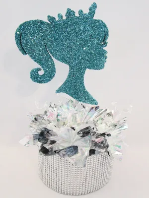 Princess Head Silhouette Centerpiece Silver Rhinestone Base