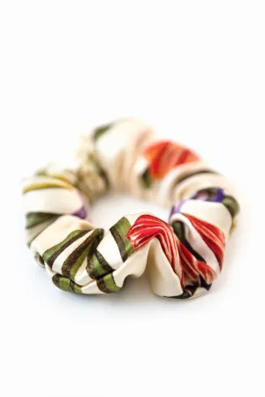 Printed Silk Hair Scrunchies   Botanica Ivory