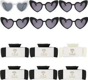 Product Image 6 Pairs Bachelorette Party Sunglasses Heart Shaped Sunglasses Bridesmaid Hair Claws Bachelorette 4.1 Inch Square Hair Clips Set of 6