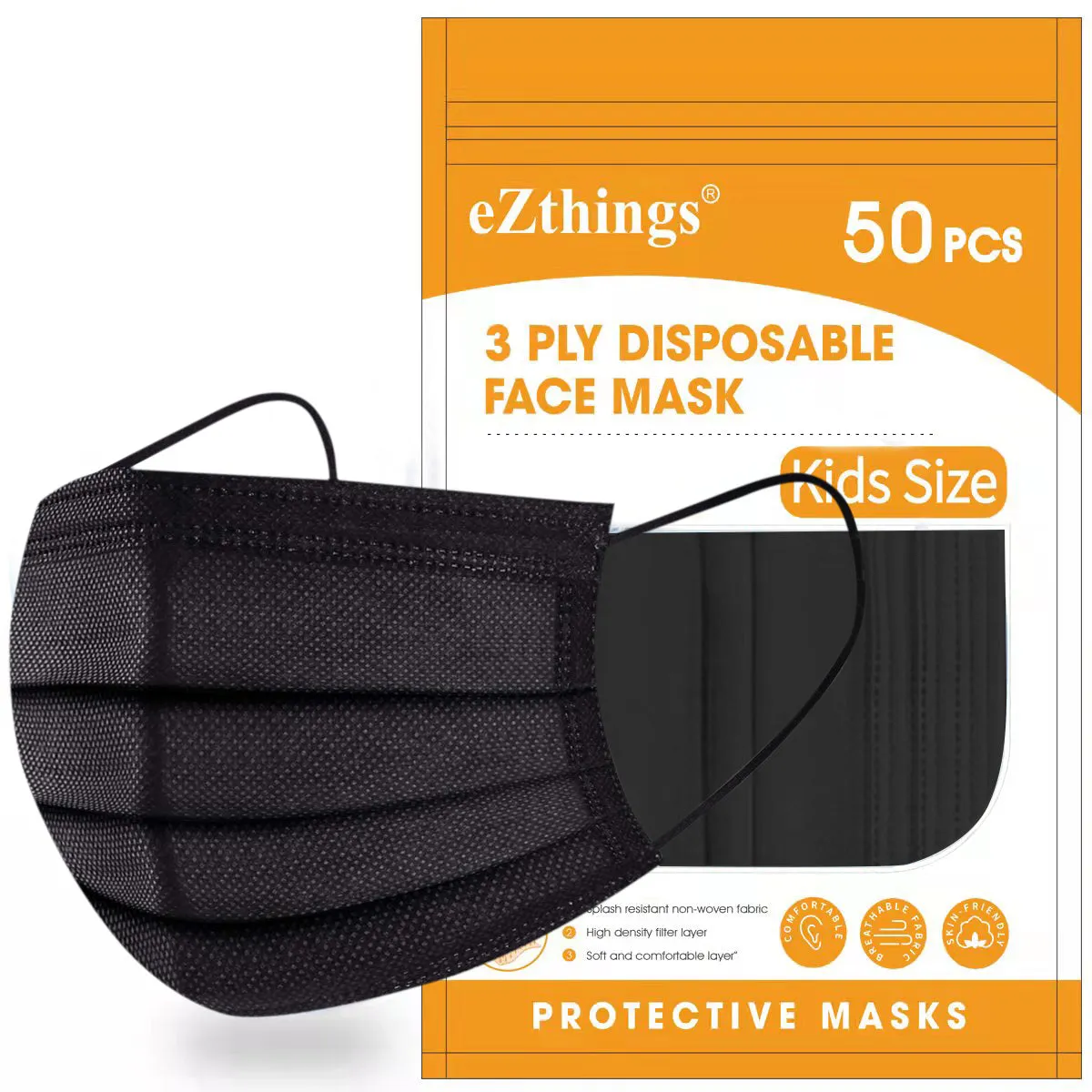 Professional Disposable 3 Ply Filter Face Masks for PPE, Painting, Cutting, or Sewing (50 Pack)