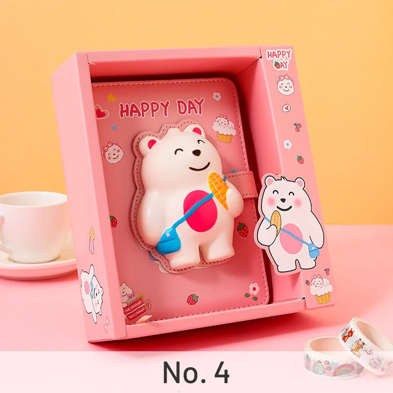 PU Cute Cartoon Decompression Journal Notebook - B6