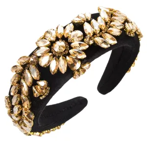 Pulcykp Women Pearl Decoration Hair Band Rhinestone Headband Casual Headwear Hair Accessories Fg135-Gold
