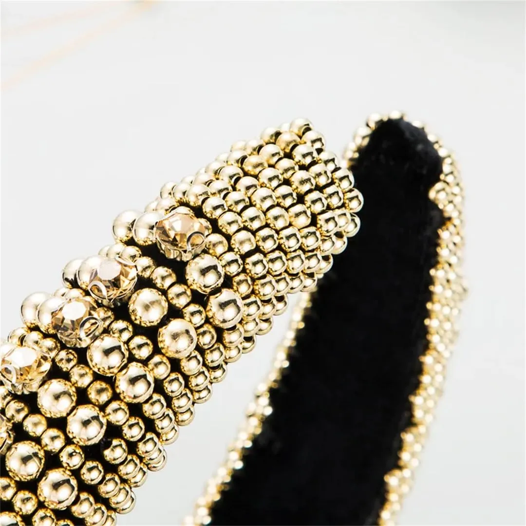 Pulcykp Women Pearl Decoration Hair Band Rhinestone Headband Casual Headwear Hair Accessories Fg135-Silver
