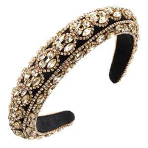 Pulcykp Women Pearl Decoration Hair Band Rhinestone Headband Casual Headwear Hair Accessories Fg145-Gold