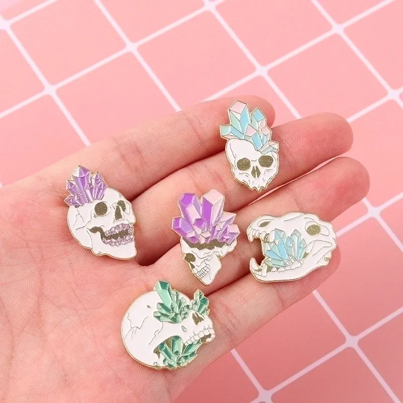 Punk Heart Skeleton Skull Alloy Stamping Stoving Varnish Plating Unisex Brooches