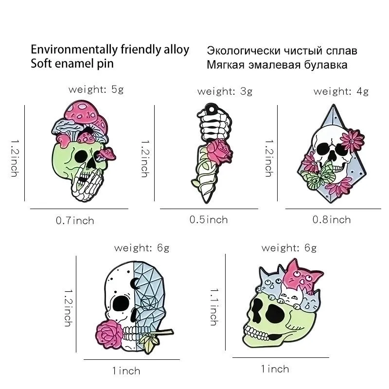 Punk Heart Skeleton Skull Alloy Stamping Stoving Varnish Plating Unisex Brooches