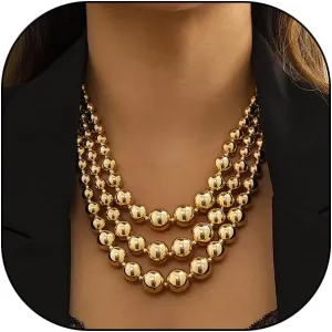 Punk Layered Beads Collar Choker Necklace for Women Chunky Stacking Bead Ball Necklace Hip Hop Statement Necklace Wedding Jewelry Accessories