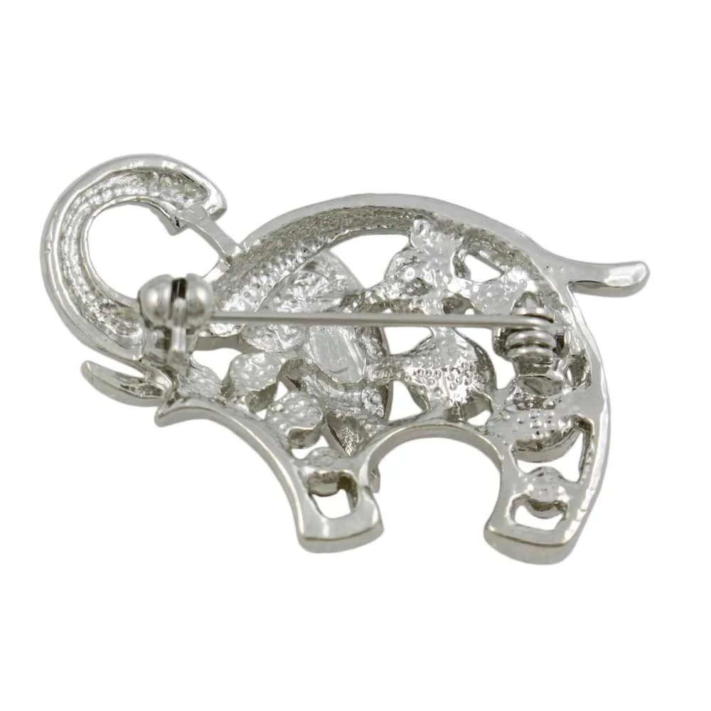 Purple Crystal Elephant with Raised Trunk Brooch Pin - PRA536A