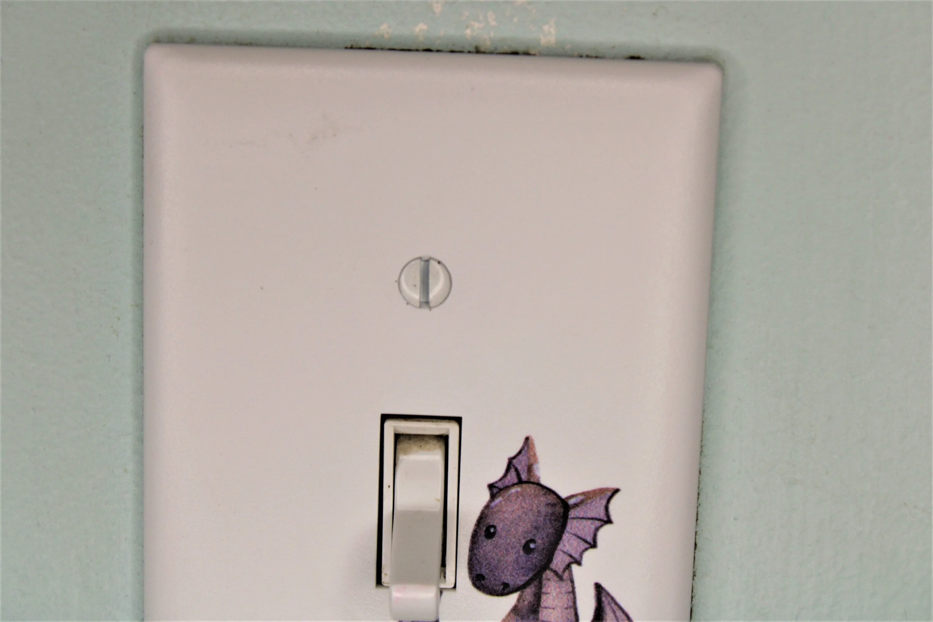 purple dragon cartoon prince princess room decor unique custom printed in color light switch plate cover durable fairy tale theme