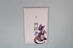 purple dragon cartoon prince princess room decor unique custom printed in color light switch plate cover durable fairy tale theme