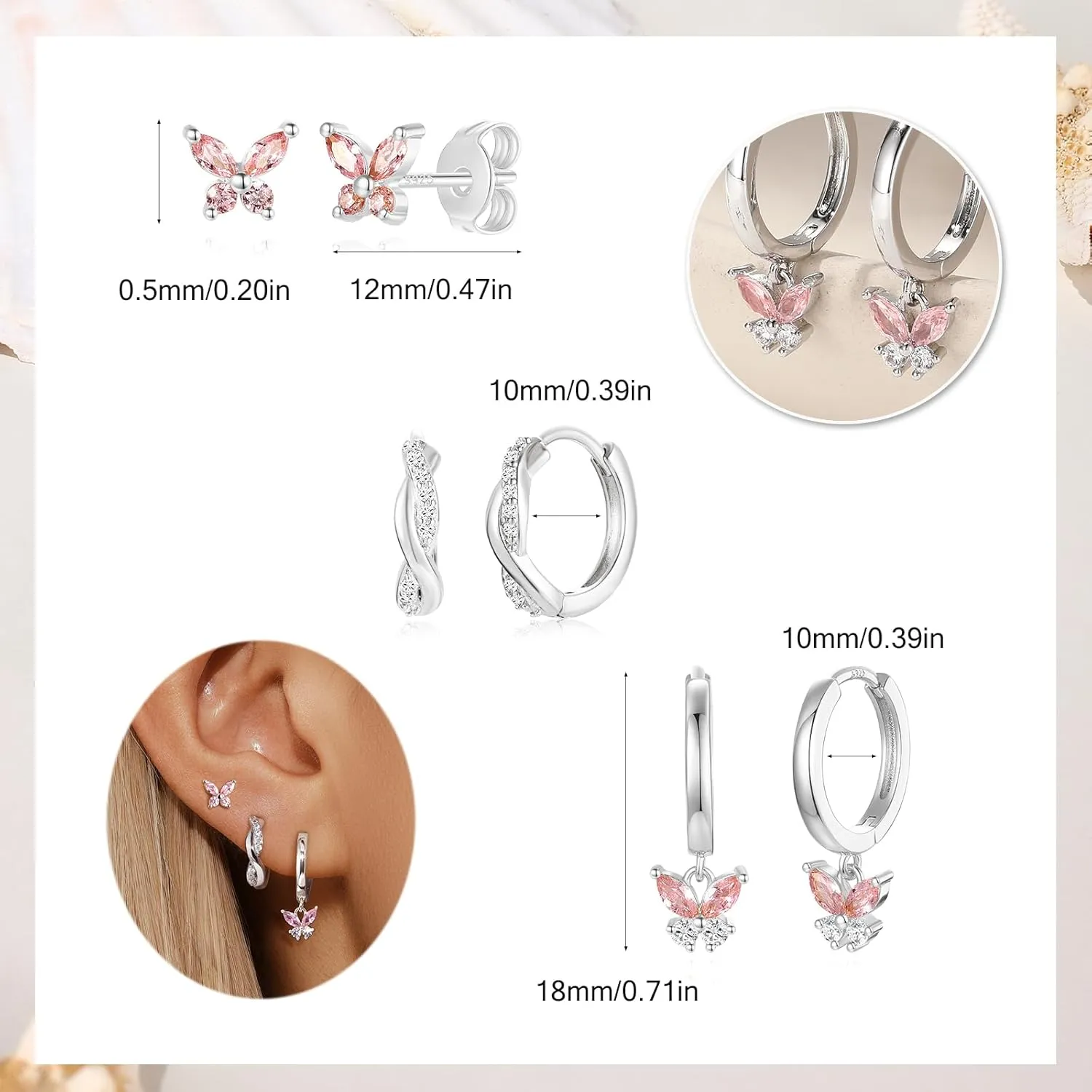 QUINBY Gold Earrings Dangle Set For Women,14k Dainty Earring Stacks Gold,Huggie Dangle Stacked Earrings Pack,Cartilage Earring Sets For Multiple Piercing,Gift For Women Mother'S Day Birthday