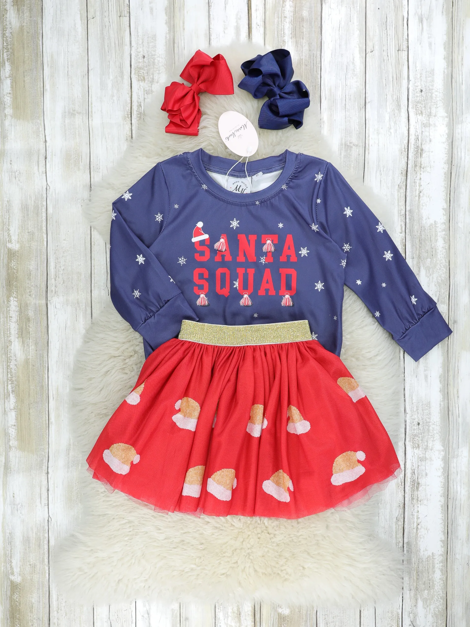 "Santa Squad" Tulle Skirt Outfit