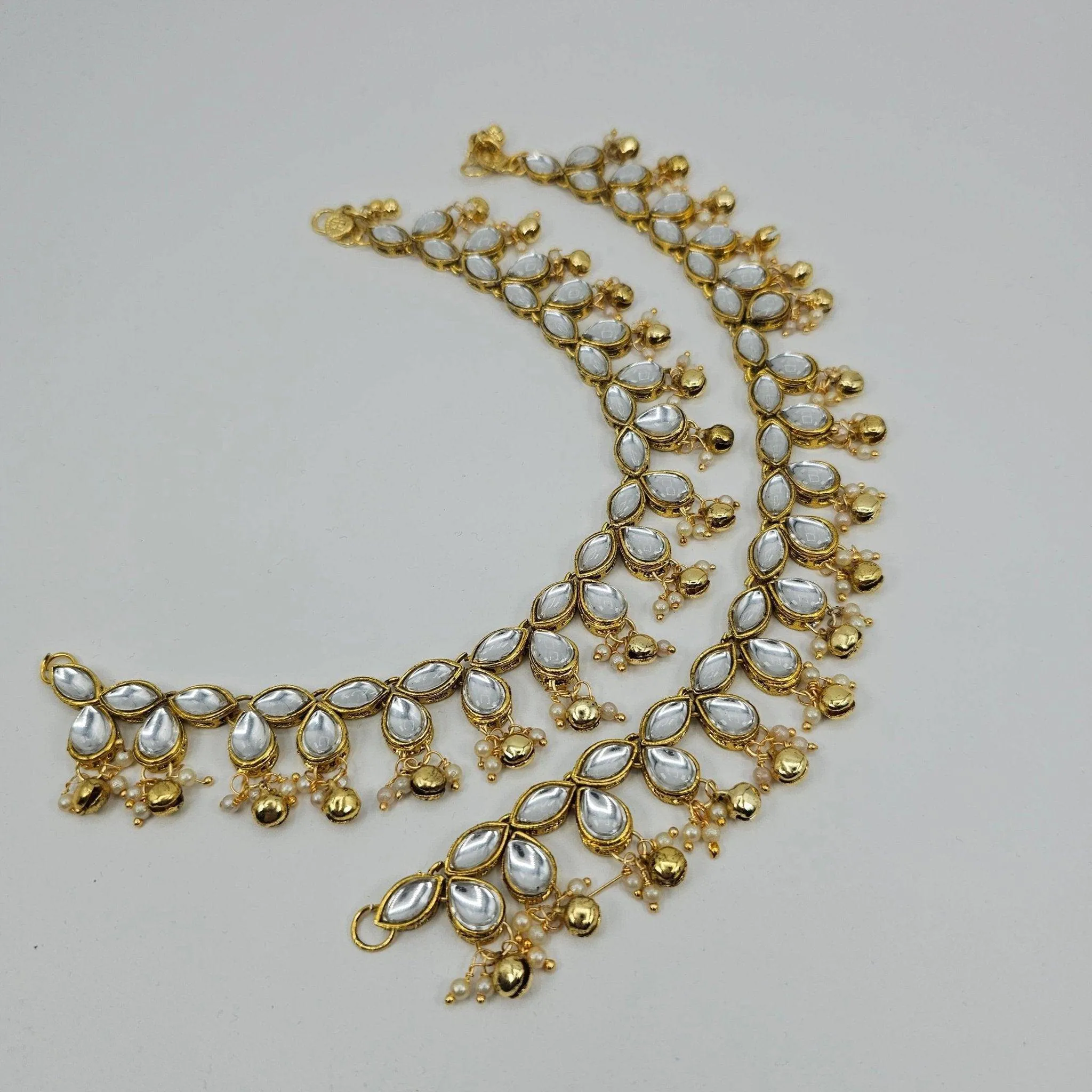 Raina Bridal Kundan Stone Anklets with Bell detailed Payal