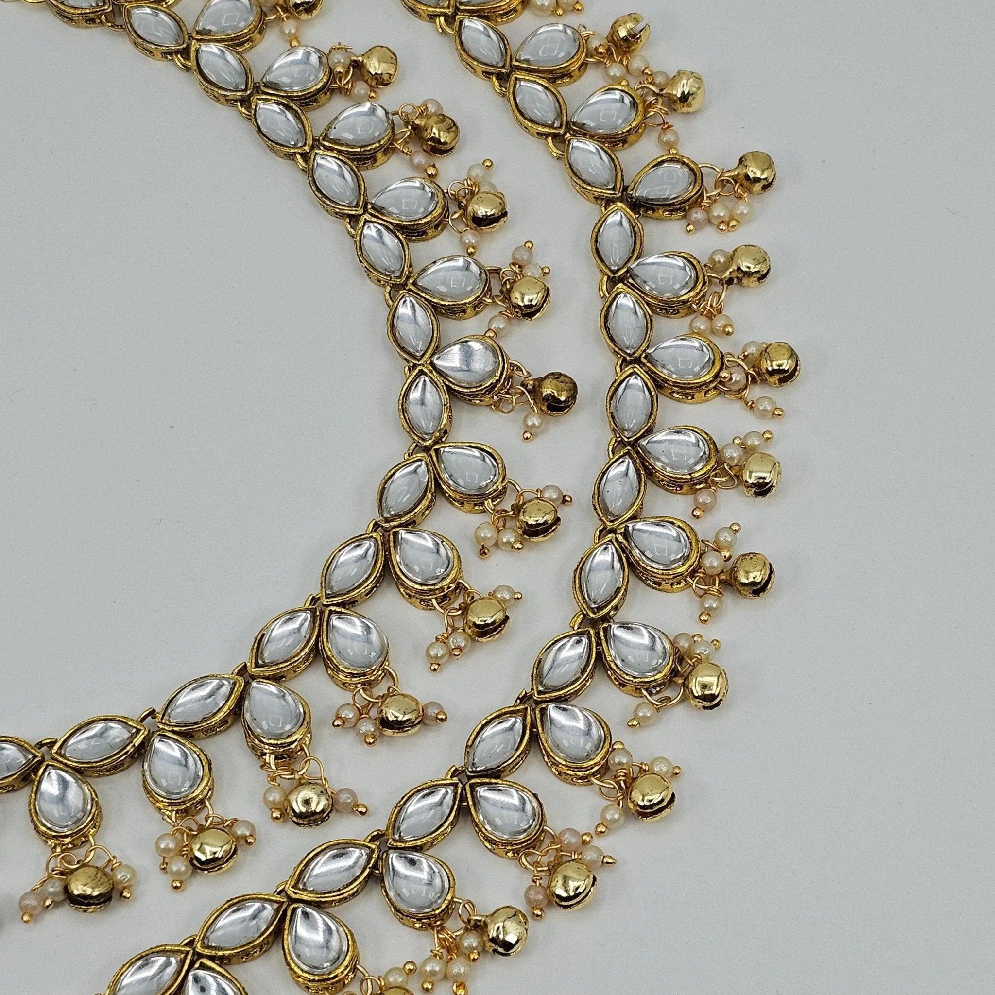 Raina Bridal Kundan Stone Anklets with Bell detailed Payal