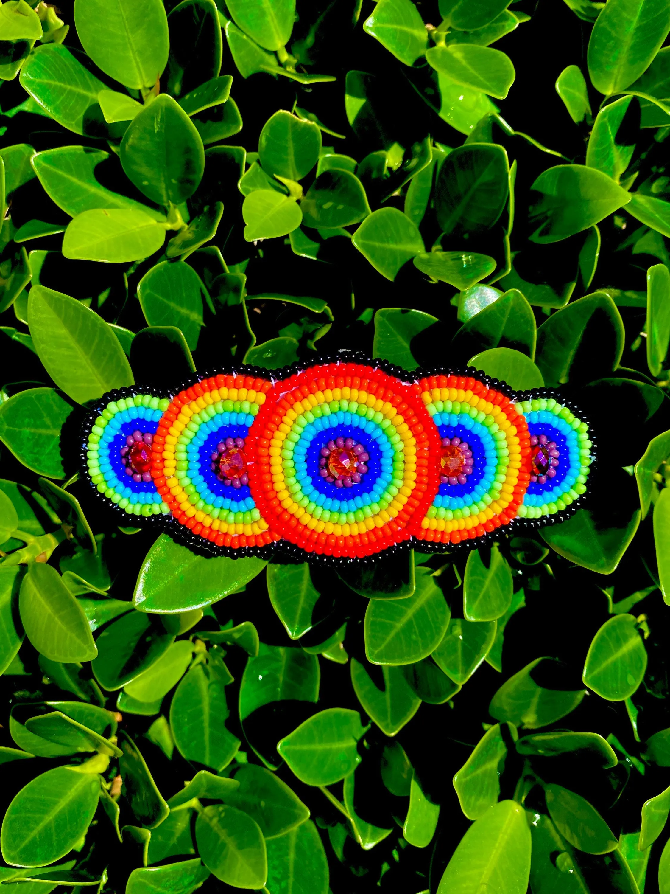 Rainbow Beaded Barrette