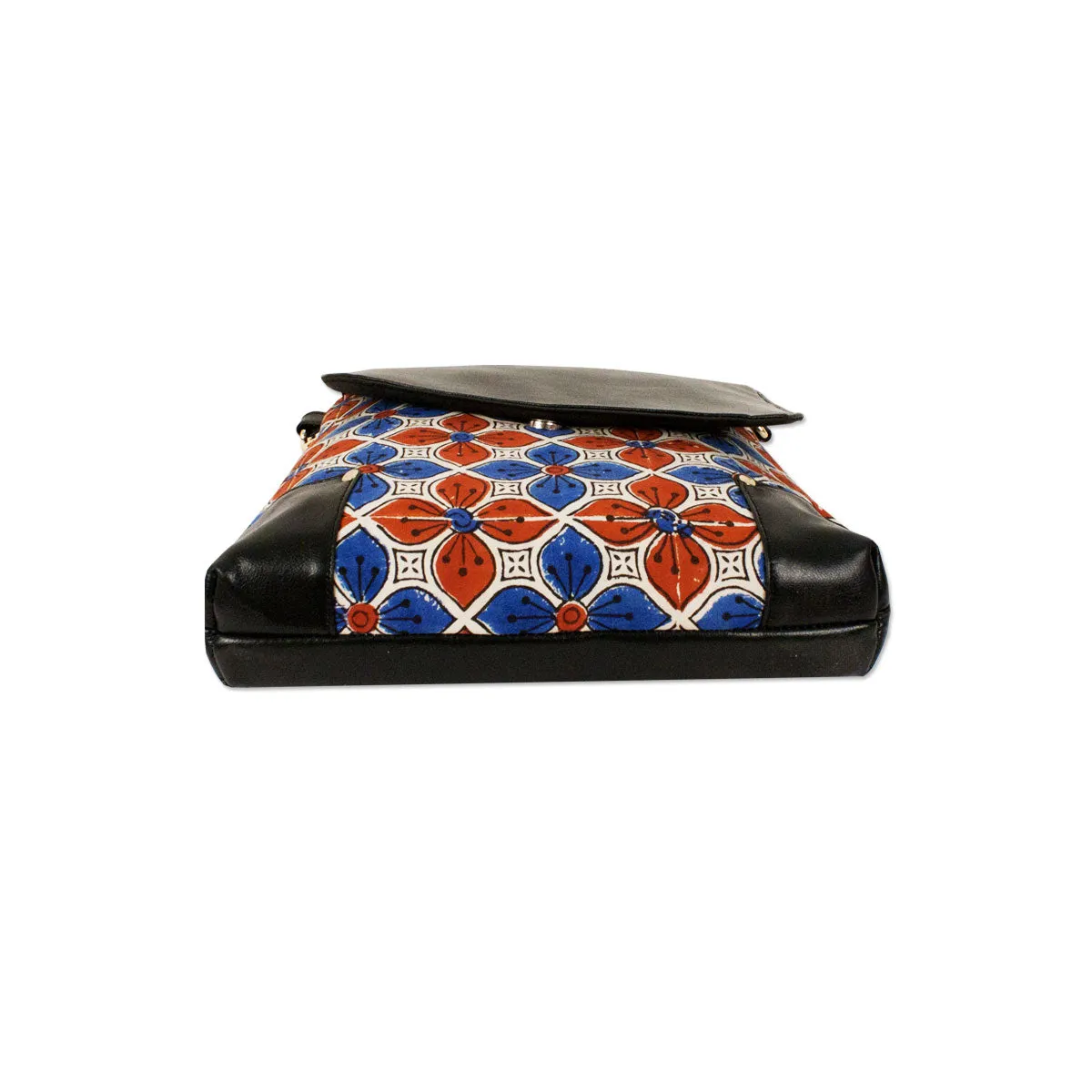 Red Blue Floral Printed Messenger Bag
