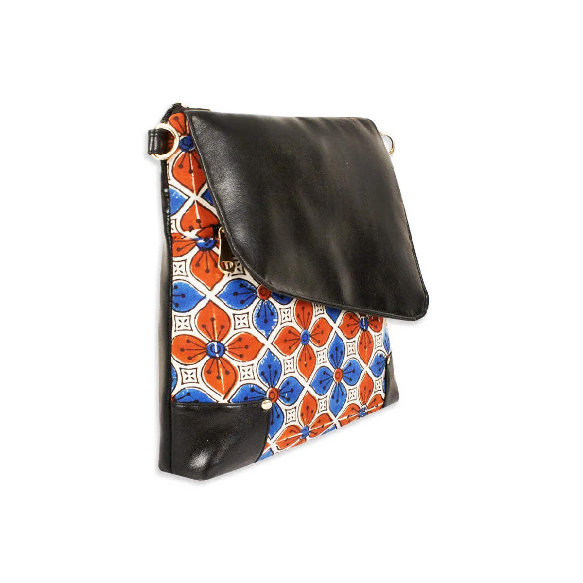 Red Blue Floral Printed Messenger Bag