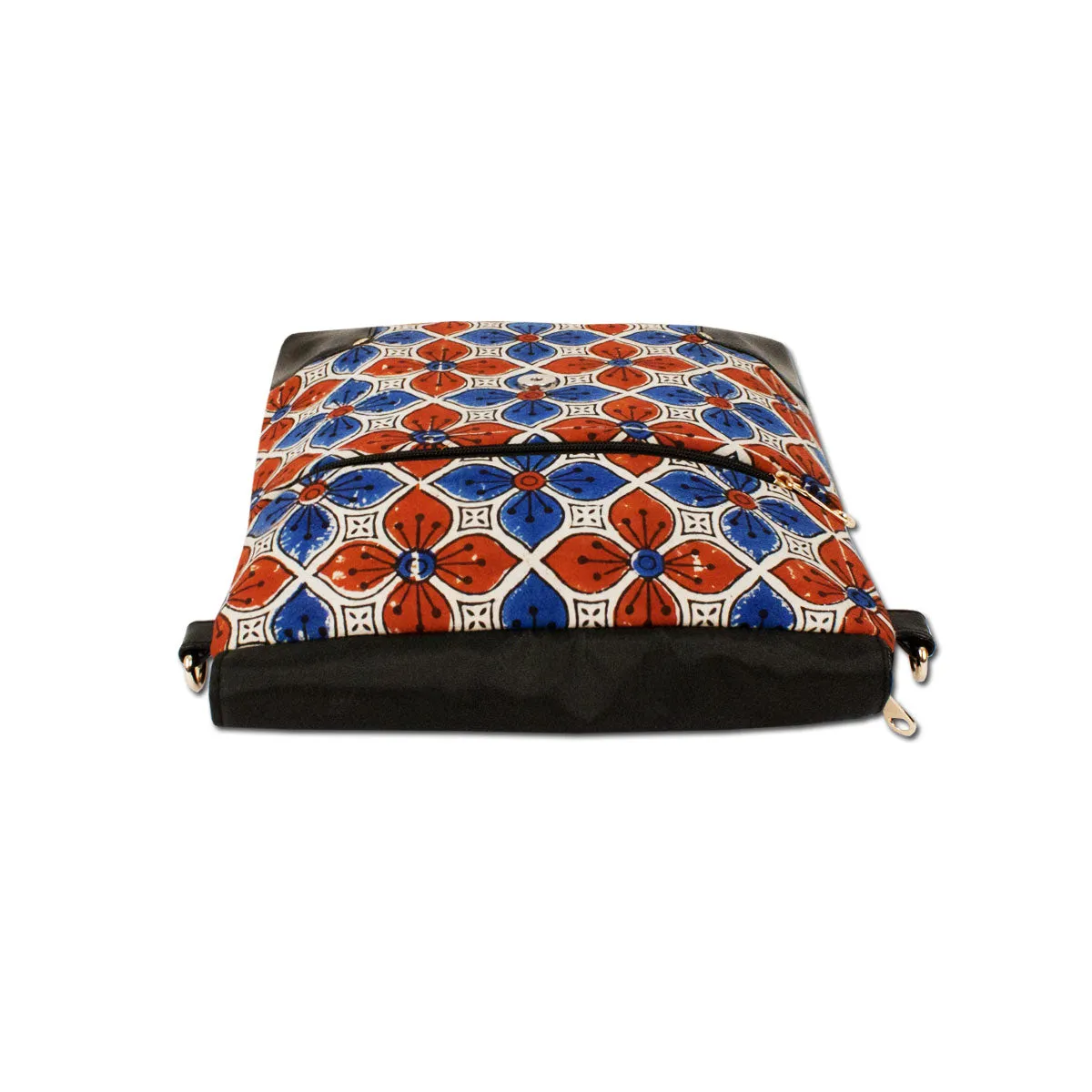 Red Blue Floral Printed Messenger Bag