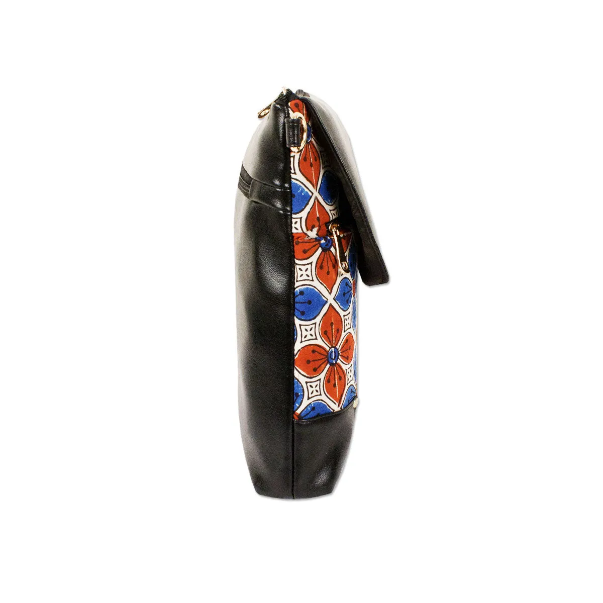 Red Blue Floral Printed Messenger Bag