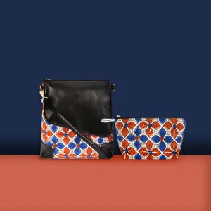 Red Blue Flower Messenger Pouch Combo