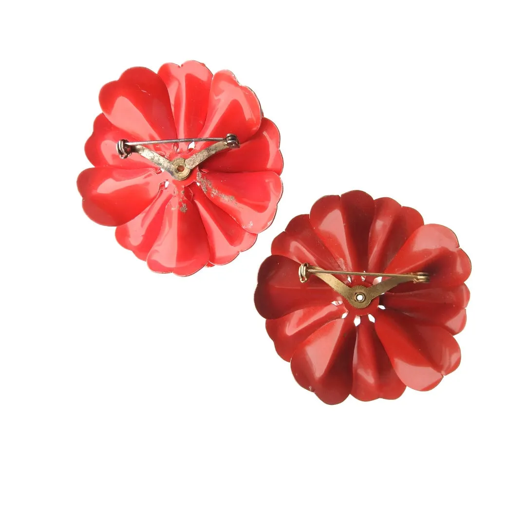 Red Vintage Enamel Brooches