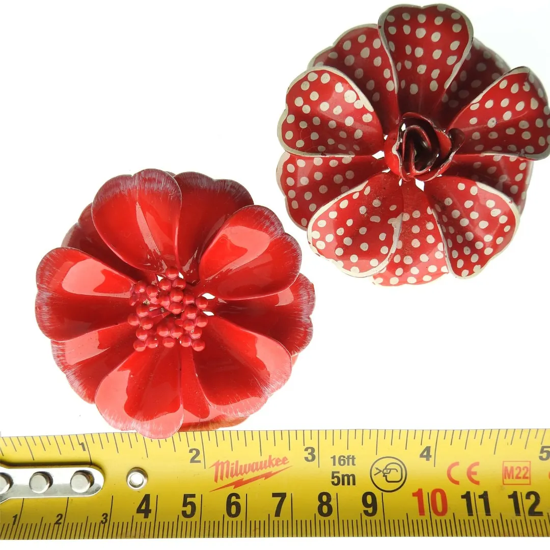 Red Vintage Enamel Brooches