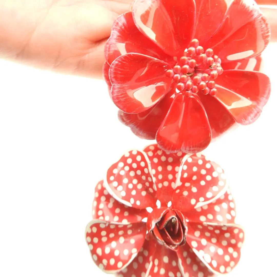 Red Vintage Enamel Brooches