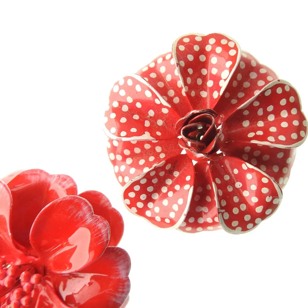 Red Vintage Enamel Brooches