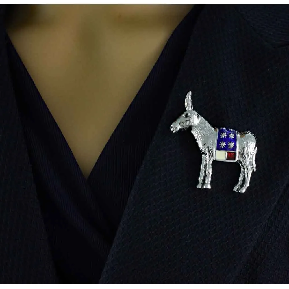 Red White Blue Patriotic Donkey Brooch Pin - PRA640