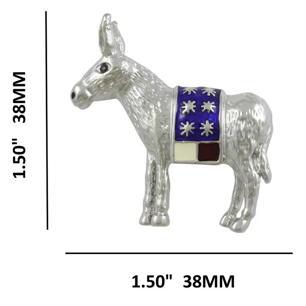 Red White Blue Patriotic Donkey Brooch Pin - PRA640