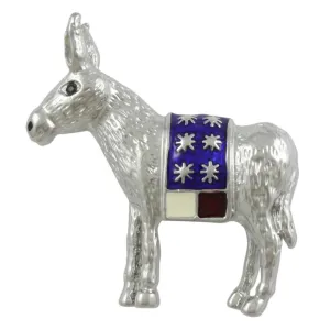Red White Blue Patriotic Donkey Brooch Pin - PRA640