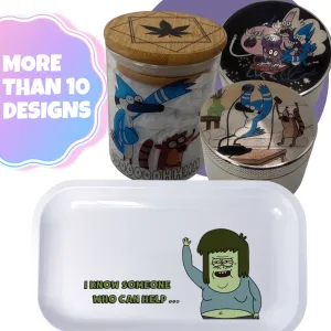 Regular Show Cartoon Spice Grinder, Stash Jar, Rolling Tray Set