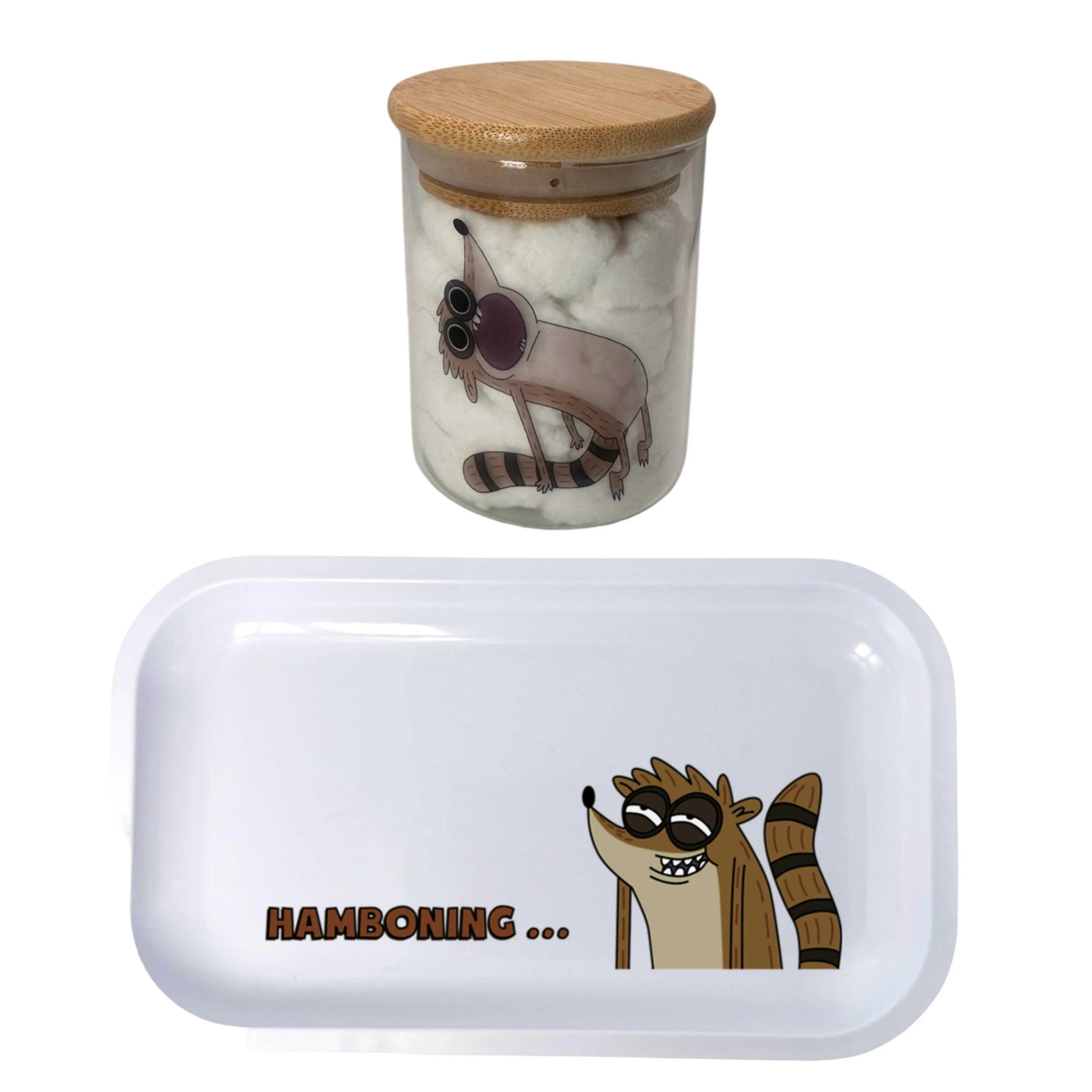 Regular Show Cartoon Spice Grinder, Stash Jar, Rolling Tray Set