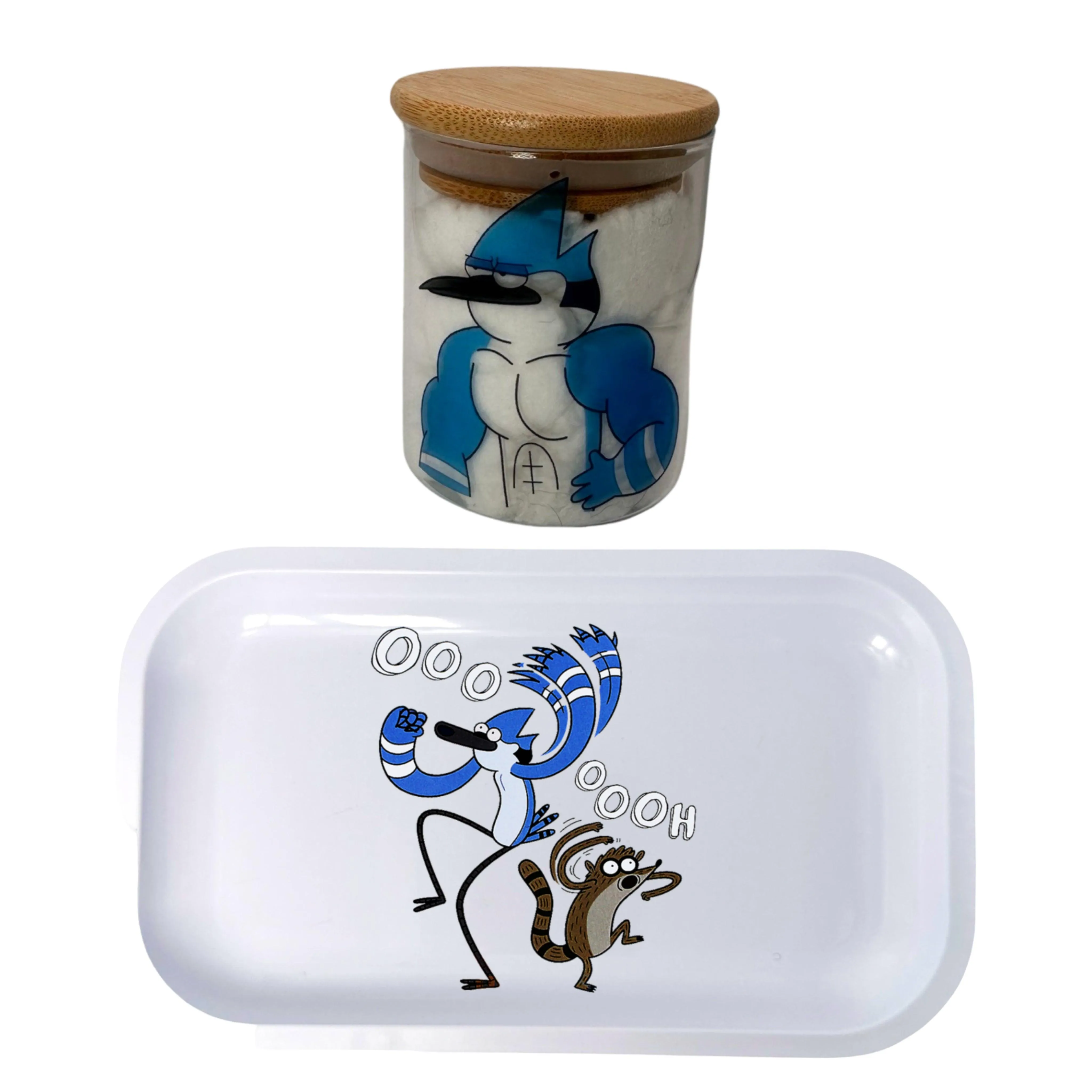 Regular Show Cartoon Spice Grinder, Stash Jar, Rolling Tray Set