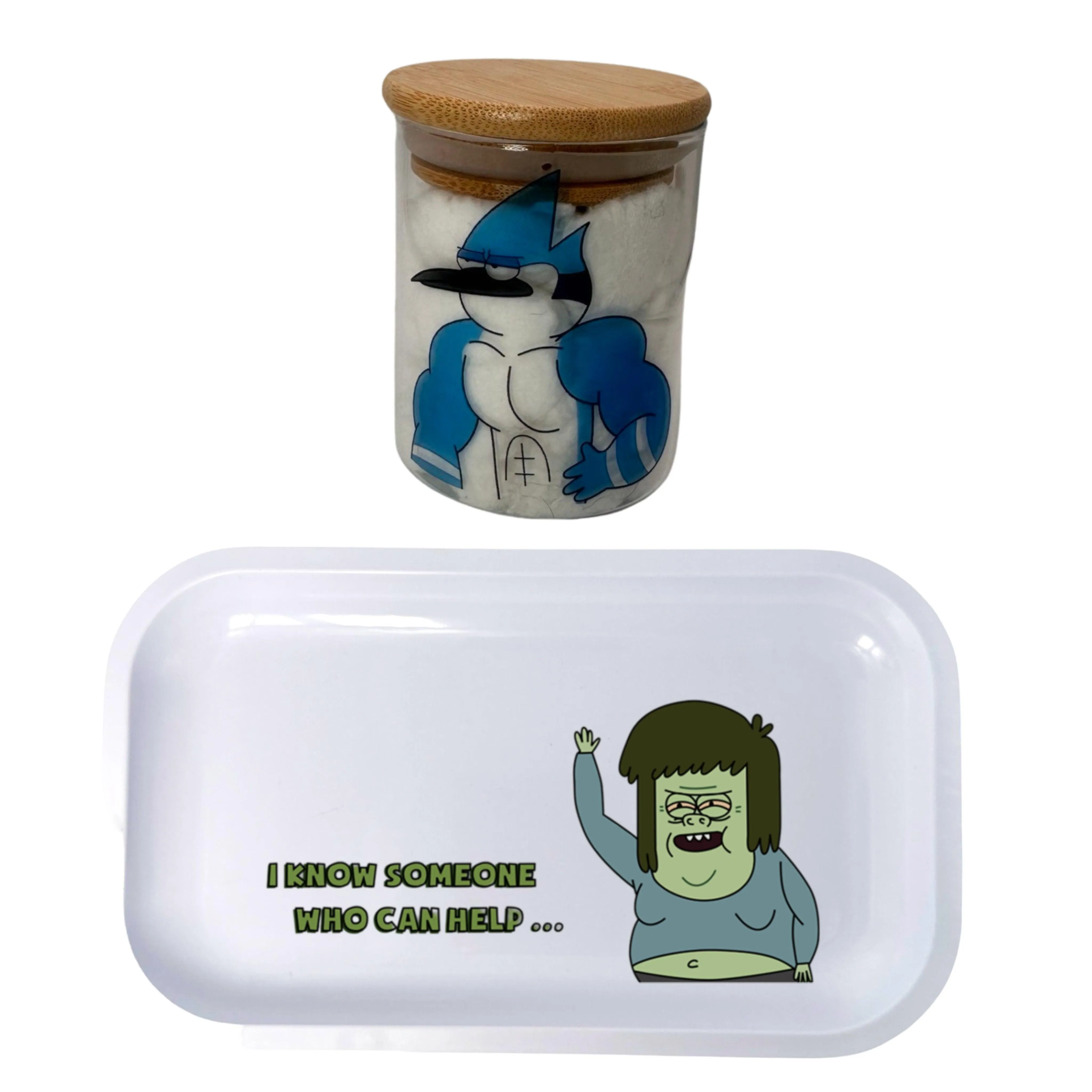 Regular Show Cartoon Spice Grinder, Stash Jar, Rolling Tray Set