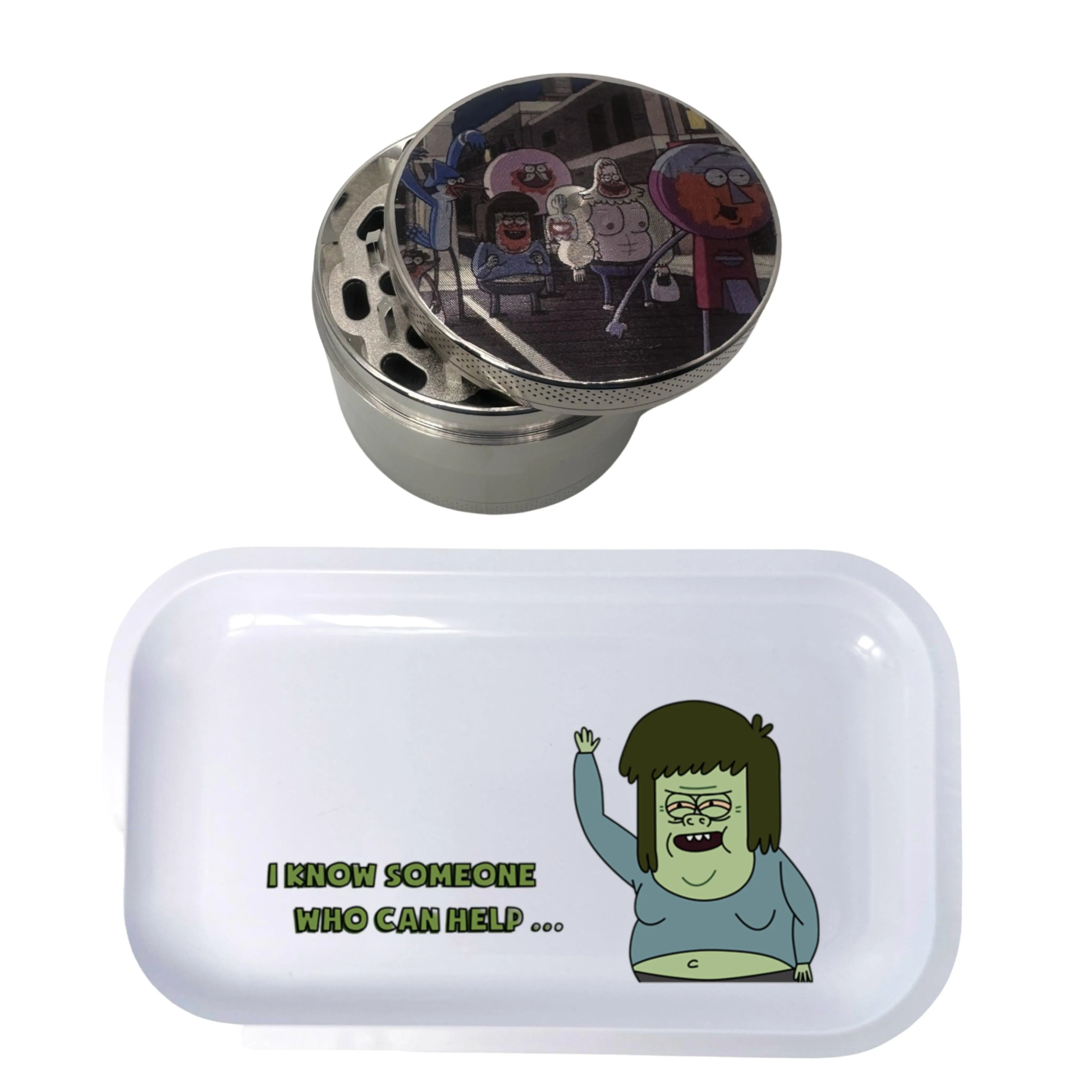 Regular Show Cartoon Spice Grinder, Stash Jar, Rolling Tray Set
